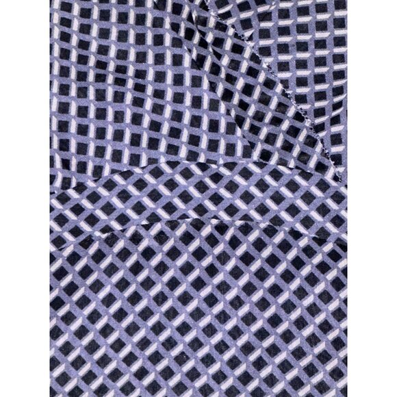 Ann Taylor Size 8 Navy Silk Blouse Geometric Print Long Sleeve Side Zip Y2K Work - Picture 10 of 13